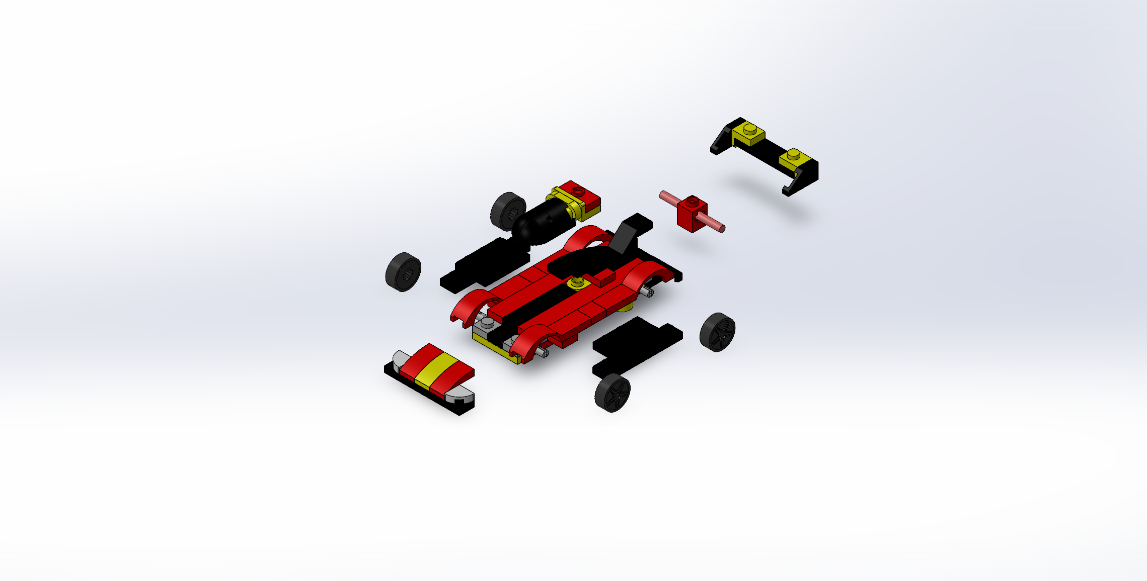 Exploded view of the LEGO 30709 SolidWorks assembly