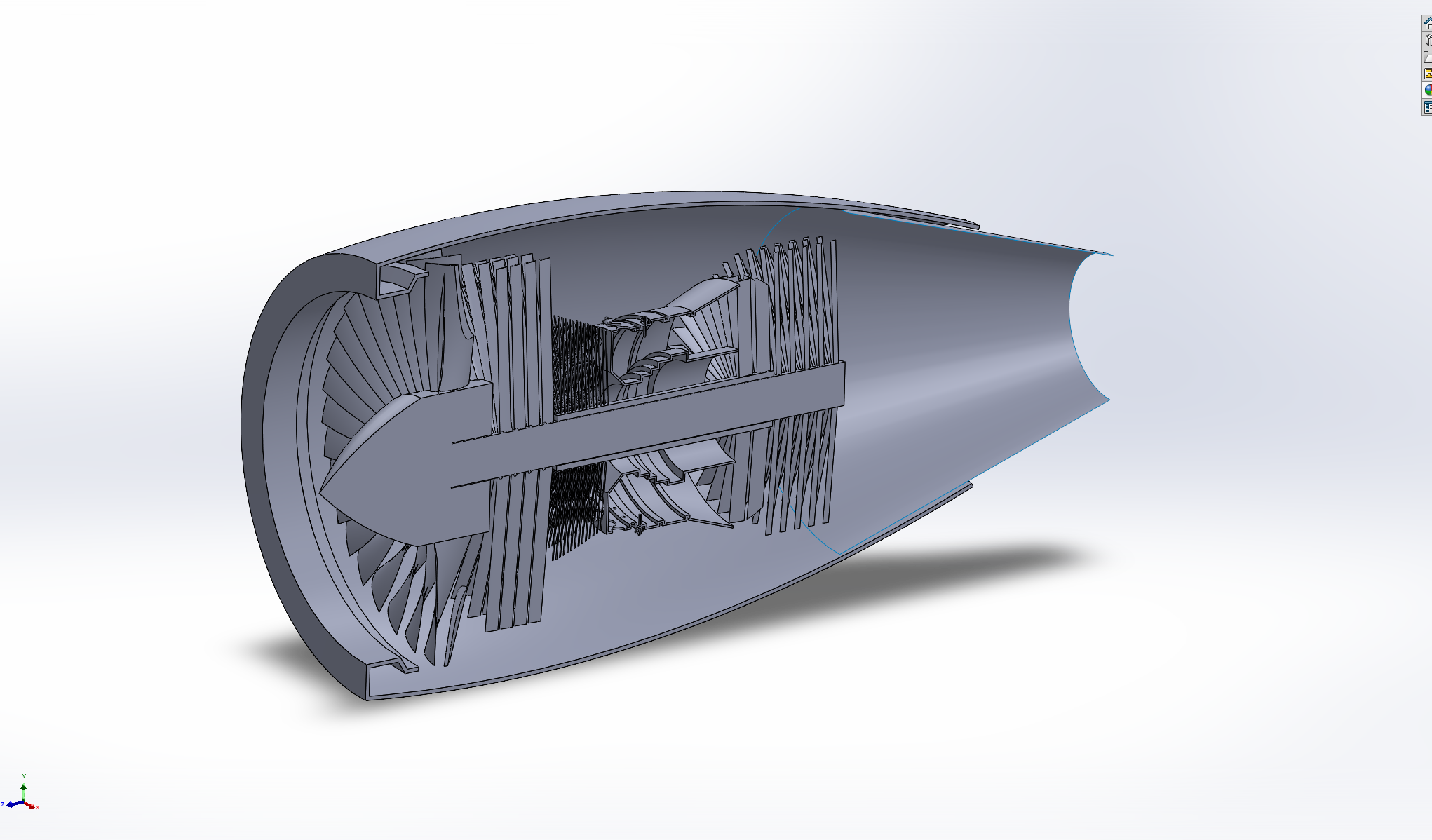 Right side section view of the jet engine