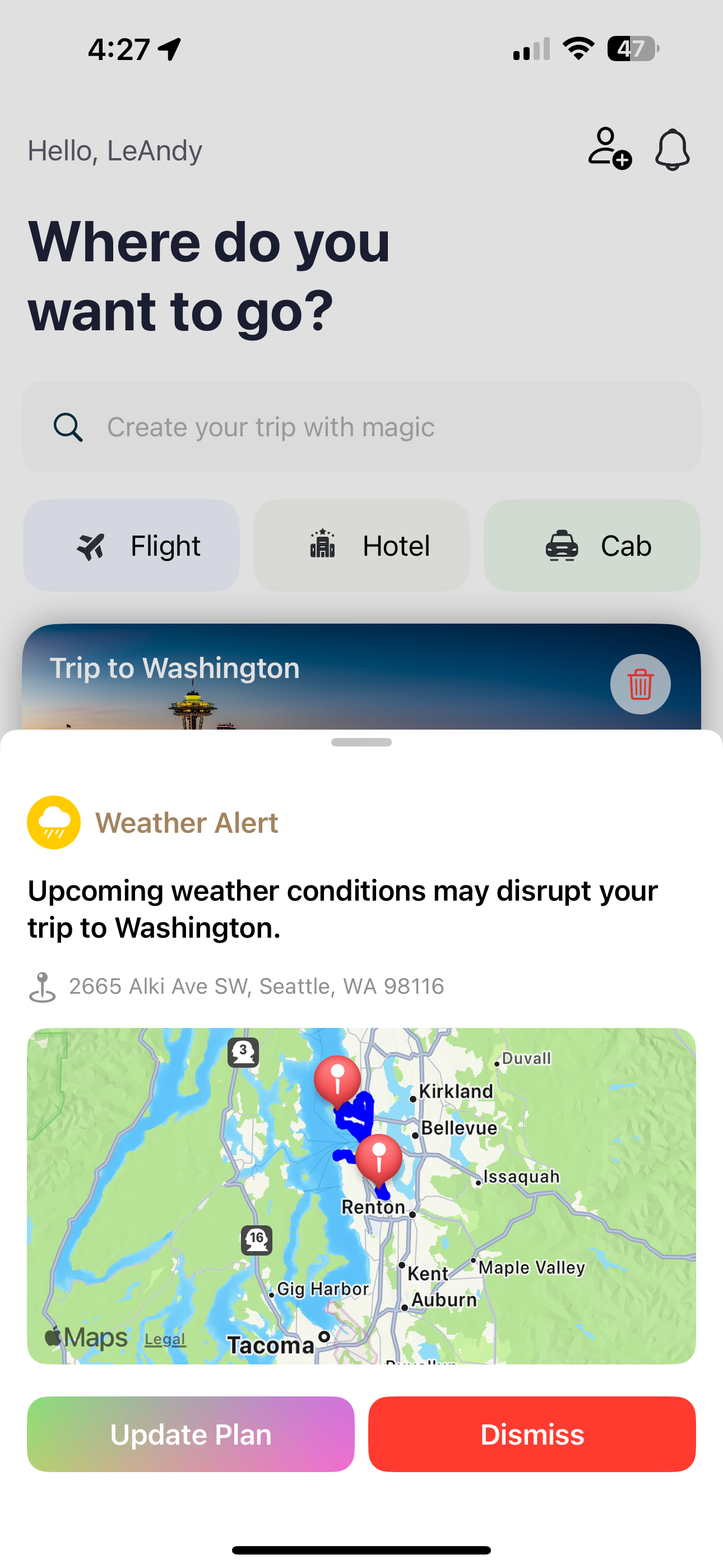 Tripure real-time alerts and AI recommendations interface
